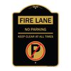 Signmission Fire Lane-No Parking Keep Clear All Times W/ No Parking, Black & Gold Alum, 18" x 24", BG-1824-24004 A-DES-BG-1824-24004